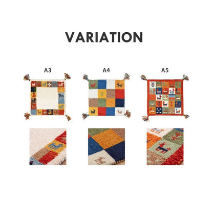 クッション座布団ギャッベ正方形40×40椅子おしゃれ椅子用ギャベマット椅子用クッション厚手涼しい暖かい小さい椅子の上かわいい夏用シャギー新生活チェア子供来客用格安ラグプレゼント