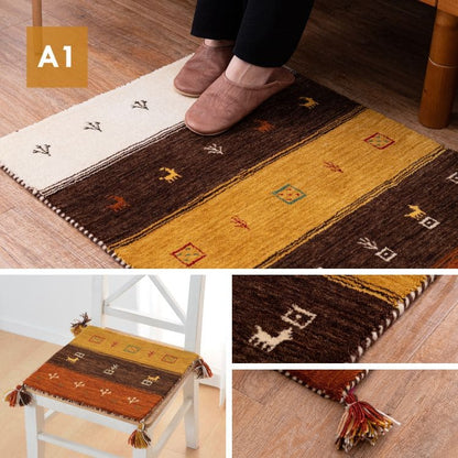 クッション座布団ギャッベ正方形40×40椅子おしゃれ椅子用ギャベマット椅子用クッション厚手涼しい暖かい小さい椅子の上かわいい夏用シャギー新生活チェア子供来客用格安ラグプレゼント