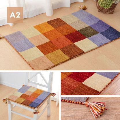 クッション座布団ギャッベ正方形40×40椅子おしゃれ椅子用ギャベマット椅子用クッション厚手涼しい暖かい小さい椅子の上かわいい夏用シャギー新生活チェア子供来客用格安ラグプレゼント