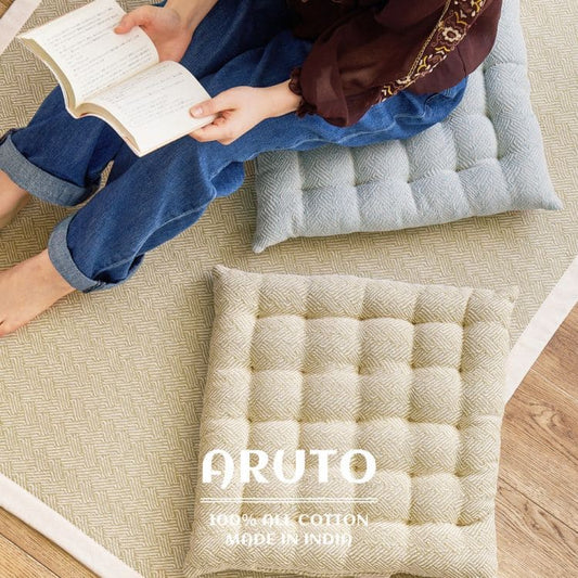 椅子用クッション2枚組セット厚手クッション椅子40×40正方形座布団車インド綿四角座る用ダイニングコットンおしゃれふかふかチェア床椅子用北欧通気性シンプルへたらない客用長時間床用イス