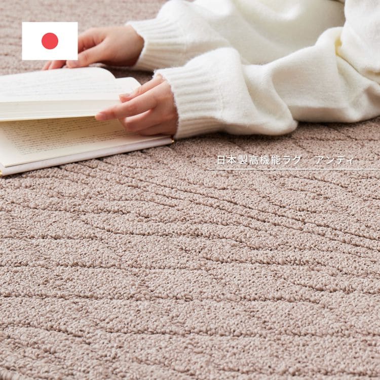 ラグカーペット国産防ダニ3畳夏防臭抗菌洗えるパイル夏用おしゃれ床暖房ホットカーペットラグマット長方形日本製ニット柄洗濯年中夏冬兼用一人暮らしリビングセンターラグ子供韓国風