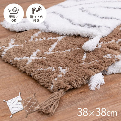 椅子用クッション厚手クッションシャギー滑り止め洗えるパイル椅子38×38正方形座布団フリンジ四角座る用ダイニングおしゃれふかふか床椅子用北欧通気性シンプルへたらない客用長時間床用イス