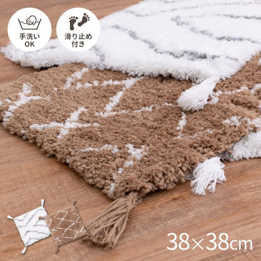 椅子用クッション厚手クッションシャギー滑り止め洗えるパイル椅子38×38正方形座布団フリンジ四角座る用ダイニングおしゃれふかふか床椅子用北欧通気性シンプルへたらない客用長時間床用イス