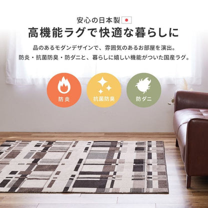 カーペットラグ国産防ダニ2畳夏防炎防臭抗菌夏用モダンおしゃれ床暖房ホットカーペットラグマット長方形日本製ルンバ対応高級感年中夏冬兼用一人暮らしリビングセンターラグ子供韓国風