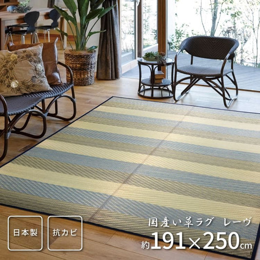 い草ラグラグいぐさ3畳国産ボーダー裏貼りい草カーペット夏用い草カーペット日本製モダン和畳おしゃれ抗菌防臭ござ夏長方形ずれない