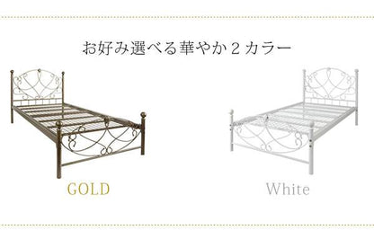 ベッド姫白シングルフレームのみ格安姫系シングルベッドおしゃれフレームアイアン子供ホワイトベットお姫様子供部屋一人暮らし