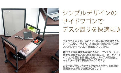 サイドワゴンサイドテーブルキャスター付きスリムおしゃれデスクワゴン引き出しワゴン幅602段コの字収納木製北欧ラック本
