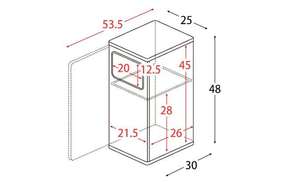 ゴミ箱ダストボックス20リットルフタ付きスリム20l幅25木製サイドテーブル縦型プッシュおしゃれ木目家具部屋薄型ベッドサイドロック付きリビング天板家具調低いプッシュ扉蓋つき超スリムロック