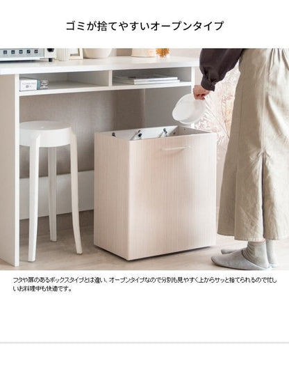 ゴミ箱ダストボックス分別20リットルレジ袋キッチンスリム20l幅50木製縦型キャスター台所机の下おしゃれ木目家具部屋薄型2分別3分別リビング低いワゴン移動式デスク小さめ横型引っ掛け四角