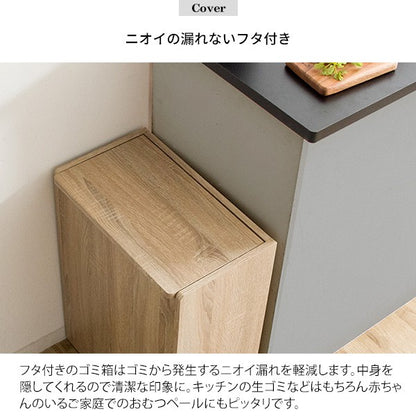 ゴミ箱ごみ箱45リットル45Lスリム木目キャスター付きおしゃれキッチン木目調ダストボックスフタ付きふたふた付き大型北欧薄型