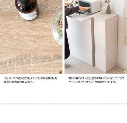 ゴミ箱ダストボックス分別20リットル2段フタ付きキッチンスリム20l幅25木製縦型プッシュ台所おしゃれ木目家具部屋薄型ボード2分別リビング天板家具調低いプッシュ扉蓋つき超スリムロック