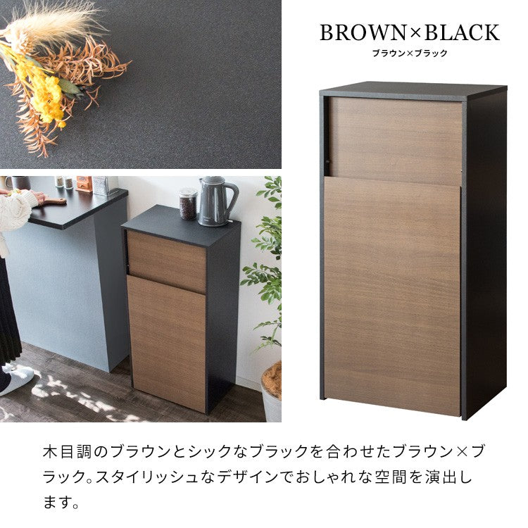 ゴミ箱ダストボックス45リットルフタ付きキッチンスリム45l幅45木製縦型プッシュキャスター台所おしゃれ木目家具部屋薄型ボードリビング天板家具調低いプッシュ扉蓋つきレンジ台ワゴン