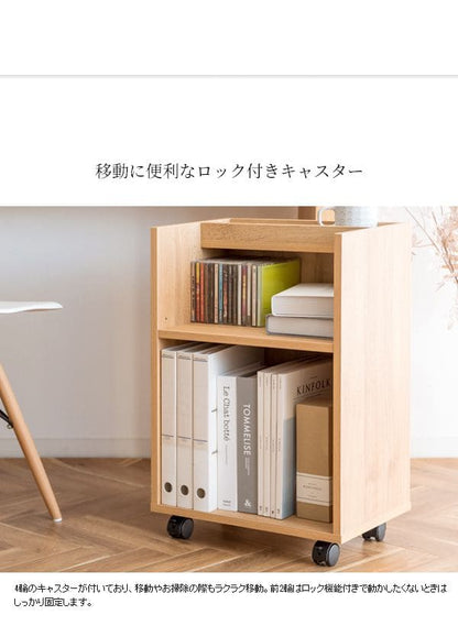 サイドワゴンキャスター木製2段木目テーブルスリムデスクワゴン幅40奥行30おしゃれワゴン低い薄型子供寝室デスク学習サイドテーブル北欧キャスター付きサイドラックラックデスク横デスク下収納木