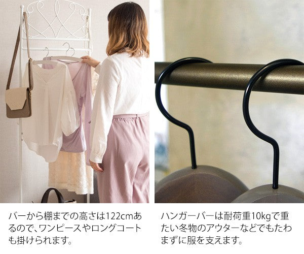 ハンガーラックコートハンガー頑丈棚大容量丈夫おしゃれ洋服掛けラックコートハンガーラック薄型棚付き洋服掛けかわいい幅50