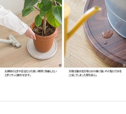 花台フラワースタンド室内プランタースタンド木製白丸型キャスター玄関シンプルおしゃれ丸直径30cmトレー観葉植物置きプランター台多肉ウッド北欧室内用玄関先玄関前玄関ホール花の台スリム小