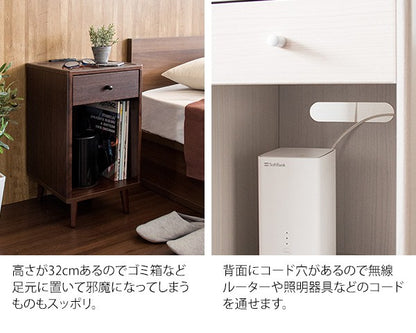 サイドテーブルテーブル木製北欧収納引き出しローおしゃれスリムソファ収納付き低い小さめシンプルコンセントベッド