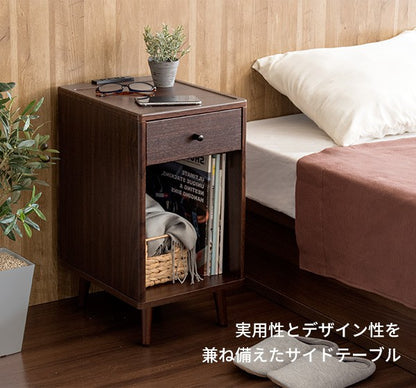 サイドテーブルテーブル木製北欧収納引き出しローおしゃれスリムソファ収納付き低い小さめシンプルコンセントベッド