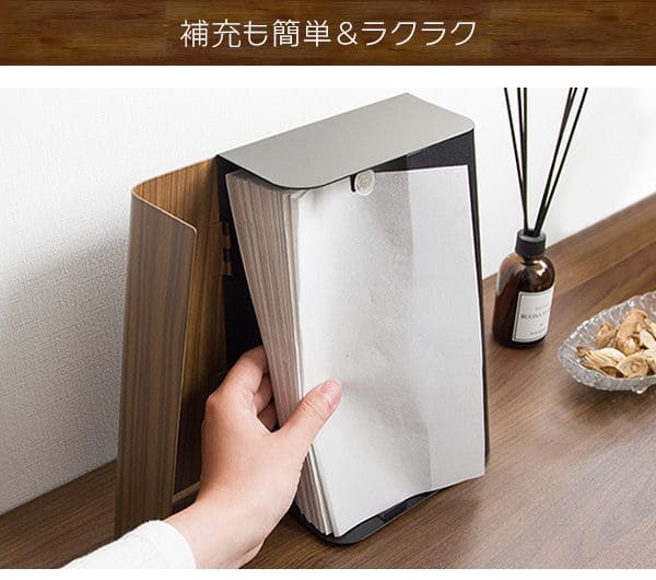 ペーパータオルホルダー置き型薄型ペーパーホルダースリム縦中判小判兼用タイプティッシュケース木目おしゃれ縦置きスタンド高級感卓上箱洗面所キッチンキッチン縦型ティッシュカバーケースソフト