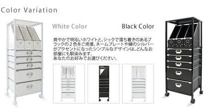 サイドワゴンキャスター付きサイドラックチェストa4引き出し5段デスクスリムおしゃれ黒白収納ワゴンキャスターラックサイドチェスト幅40