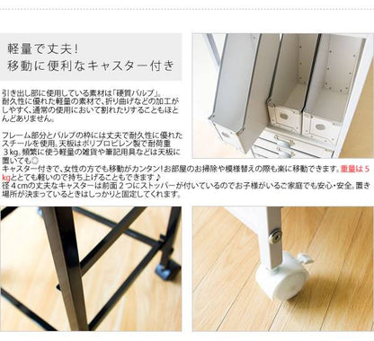 サイドワゴンキャスター付きサイドラックチェストa4引き出し5段デスクスリムおしゃれ黒白収納ワゴンキャスターラックサイドチェスト幅40