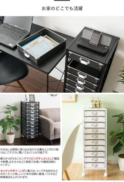 サイドワゴンキャスター付きサイドラックチェストa4引き出しデスクスリムおしゃれ黒白収納ワゴンキャスターラックサイドチェスト幅30