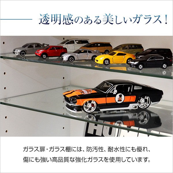 キャビネットコレクションラックラックガラスハイタイプ北欧リビング木製収納棚扉コレクションケース薄型ディスプレイガラスケース低い幅50奥行30つっぱりガラスキャビネットスリムガラス扉白ローローボード高さ1805段オープンおしゃれ
