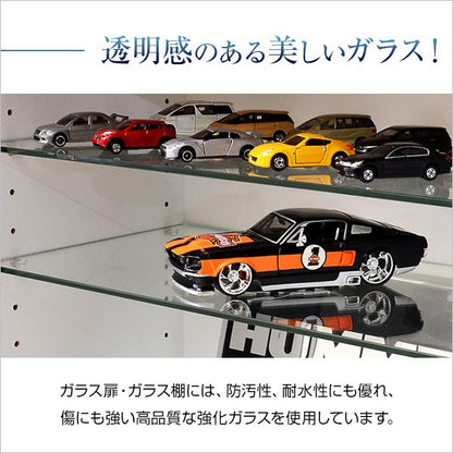 キャビネットコレクションラックラックガラスハイタイプ北欧リビング木製収納棚扉コレクションケース薄型ディスプレイガラスケース低い幅50奥行30つっぱりガラスキャビネットスリムガラス扉白ローローボード高さ1805段オープンおしゃれ