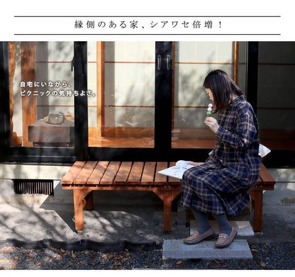 ユニット縁台ベンチhiyori（ひより）ステップセット（幅155・奥行55）【ウッドデッキ簡単組立縁側DIY木製天然木庭ベランダマンションおしゃれガーデン屋外家具ライトブラウンダークブラウンアウトドアリビングベンチ木製縁台】