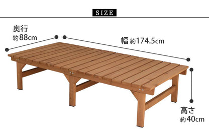 ユニット縁台ベンチhiyori（ひより）174×88単品【ウッドデッキ簡単組立縁側DIY木製天然木庭ベランダマンションおしゃれガーデン屋外家具ライトブラウンダークブラウンアウトドアリビングベンチ木製縁台】