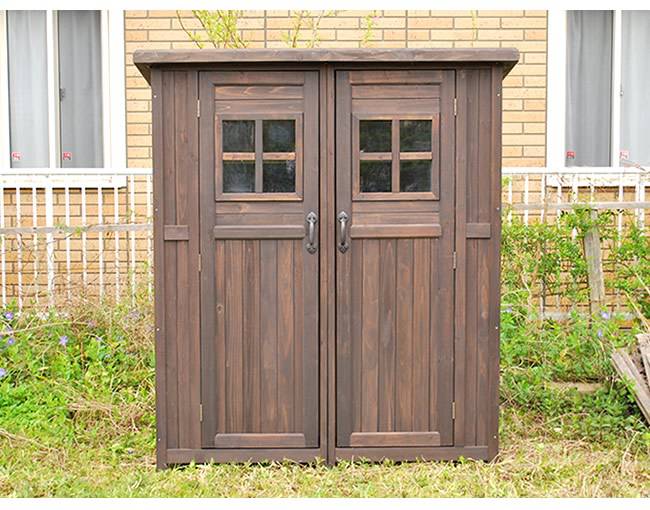 カントリー小屋（大サイズ）【送料無料物置倉庫収納庫天然木木製庭物入れおしゃれ大型北欧ナチュラルガーデニングキャンプスポーツ屋外家具ライトブラウンダークブラウン】