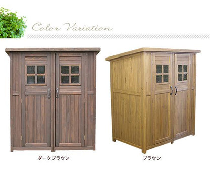 カントリー小屋（大サイズ）【送料無料物置倉庫収納庫天然木木製庭物入れおしゃれ大型北欧ナチュラルガーデニングキャンプスポーツ屋外家具ライトブラウンダークブラウン】
