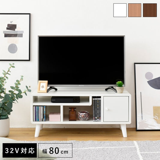 テレビ台コンパクト幅80奥行41高さ35.5Picoかわいい脚付き北欧風レコーダー収納32型対応ナチュラルホワイトブラウンひとり暮らしdvd収納天然木