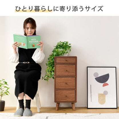 リビングチェストスリムコンパクトチェストおしゃれ幅30奥行32高さ73.5Pico4段木製ローチェストスリムチェストミドルチェスト小さい低め一人暮らし
