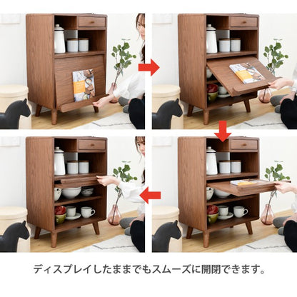 食器棚コンパクトキッチンラックキッチン収納幅50脚付きコンセント付き引き出しフラップ扉ロータイプ一人暮らし木製かわいい奥行35.5高さ73