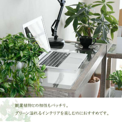 デスクガラス幅90ハイタイプ木製古材高いスリムコンパクト省スペース薄型机一人暮らしパソコンテレワーク在宅奥行45おしゃれガラス天板ガラスデスク一人用小さめリビング在宅勤務書斎