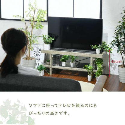 グリーンのある暮らしテレビ台ガラス古材インテリア40インチグリーンシャビー多肉植物ラックおしゃれ鉢置き台一人暮らしテレビボードロータイプ