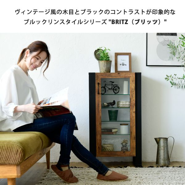 コレクションラック棚高さ90cm可動棚飾り棚ディスプレイ扉付きガラス扉ガラス棚アンティーク風インダストリアルフィギュア強化ガラス透明収納