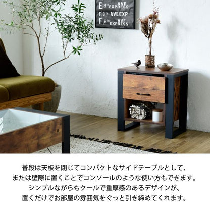 ソファサイドテーブル昇降式サイドテーブルナイトテーブルブルックリンソファ横ベッドサイドデスク横引き出し収納おしゃれテレワークリフティング