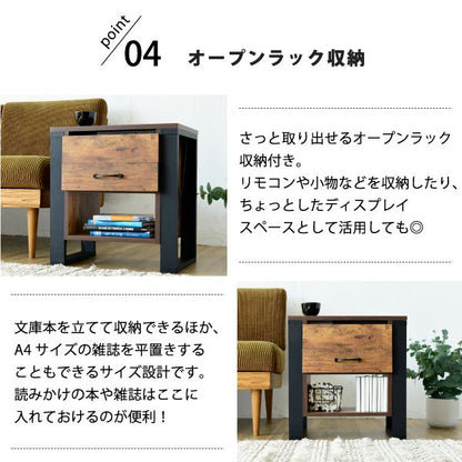 ソファサイドテーブル昇降式サイドテーブルナイトテーブルブルックリンソファ横ベッドサイドデスク横引き出し収納おしゃれテレワークリフティング