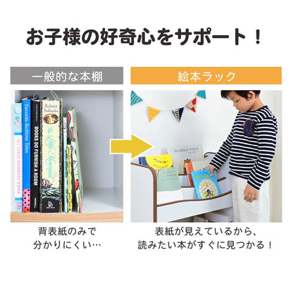 絵本ラックロータイプ絵本棚おもちゃ箱マガジンラック木製スリムおもちゃ収納ラックコンパクト子供用本棚薄型おもちゃ収納整理箱おもちゃラック