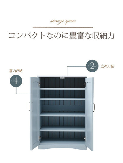 フレンチカントリー扉付きキャビネット幅60リビングキャビネット木製キャビネットリビング収納棚ラック姫