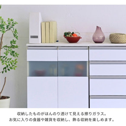 キャビネット白サイドボードホワイトコンパクトキャビネットカウンター下収納ガラス扉付き薄型ロータイプ幅60リビング収納木製ボックス鏡面