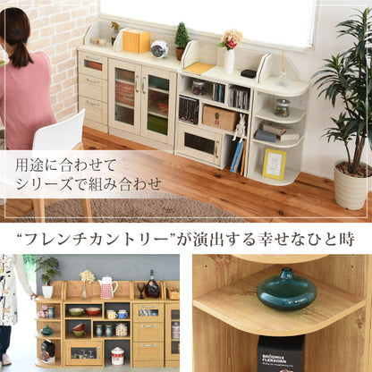 カウンター下収納コーナーラックカントリーデザイン三角ラック3段角が丸いラック高さ80カウンター下収納キッチン下収納収納キッチンカウンター下収納
