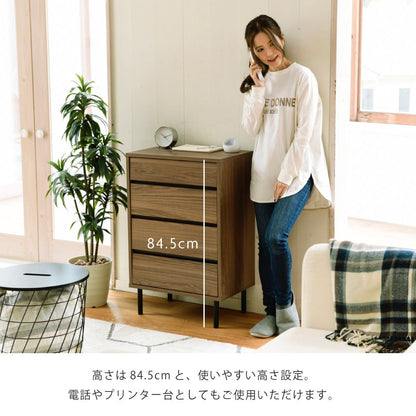 チェストスリム木製4段北欧脚付き引き出しa455書類天板薄型奥行35大容量木目調キャビネットリビング低めローボード間仕切りおしゃれモダンウッド一人暮らしロータイプ収納サイドボード電話台