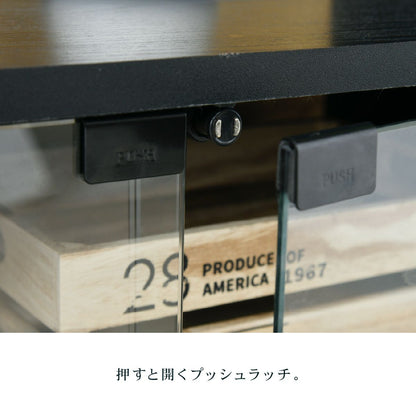 ガラスキャビネットコレクションラックスタッキング幅65奥行35黒飾り棚インダストリアルOSB男前家具モダンラック収納本棚リビング収納おしゃれ