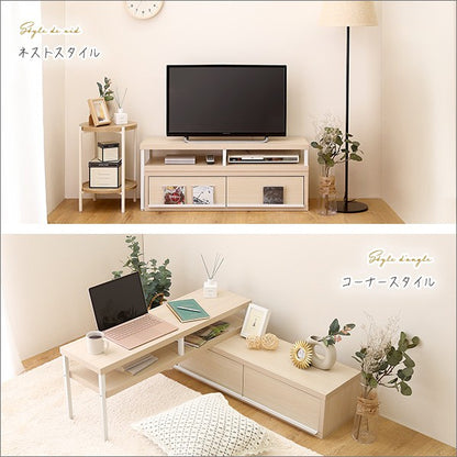 さわやかな完成品伸縮テレビ台テレビ台ローボードおしゃれコーナーTV台TVラックTVボード一人暮らしリビングボードTV台収納木北欧ホワイトナチュラルシンプルおしゃれ木製かわいい伸縮テレビ台伸縮テレビボード
