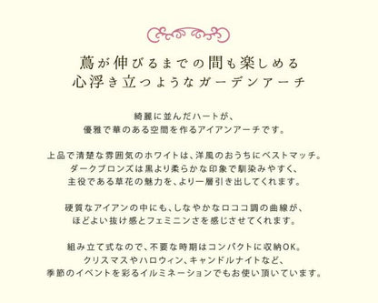 アイアンアーチ「BlossomHeart」～ブロッサムハート～【送料無料アイアンアーチ門鉄製ハート花フェンスガーデンアーチおしゃれ小型北欧ガーデニング屋外家具ツタ蔦エントランスエクステリアロマンチックブロッサム園芸支柱】
