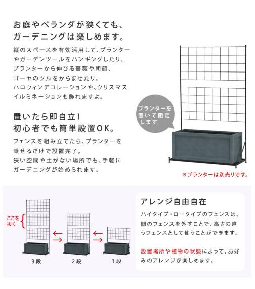 プランター台付フェンス（ロータイプ）「グラフ」【送料無料フェンスゲート扉アイアンガーデンフェンスガーデニング枠柵仕切り目隠し格子ベランダつる薔薇バラ朝顔園芸ラティスつるバラ庭屋外】