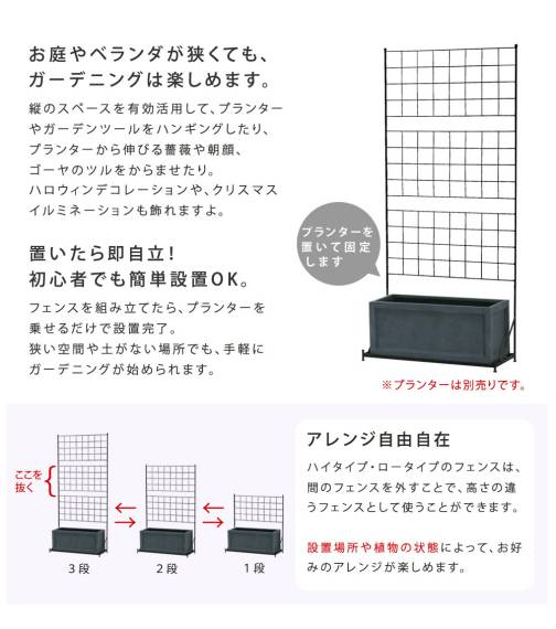 プランター台付フェンス（ハイタイプ）「グラフ」【送料無料フェンスゲート扉アイアンガーデンフェンスガーデニング枠柵仕切り目隠し格子ベランダつる薔薇バラ朝顔園芸ラティスつるバラ庭屋外】