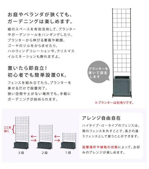 プランター台付フェンス（スリムタイプ）「グラフ」【送料無料フェンスゲート扉アイアンガーデンフェンスガーデニング枠柵仕切り目隠し格子ベランダつる薔薇バラ朝顔園芸ラティスつるバラ庭屋外】
